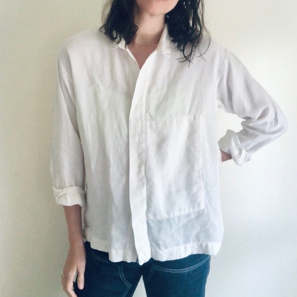 Eskandar 100% linen white button down - Picture 11 of 16